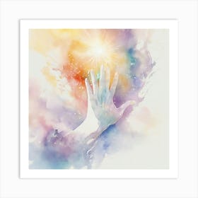 Hand Reaching For The Light Art Print