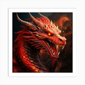 Firefly Fierce Red Dragon Glaring With Intense Power 20356 (2) Art Print