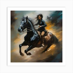 Pintura De Mujer Cabalgando Al Galope Art Print