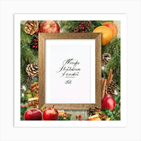 Calligraphy Style Script Rendering Of A Christmas Themed Message Set Within An Ornate Wooden Frame (5) Art Print