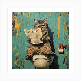 Cat Reading Newspaper 8 Art Print