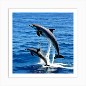 Dolphins Jumping Out Of The Water Art Print