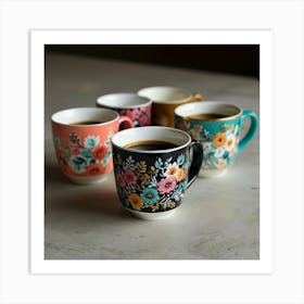 Leonardo Lightning Pretty Coffee Cups 2 Art 2 Art Print