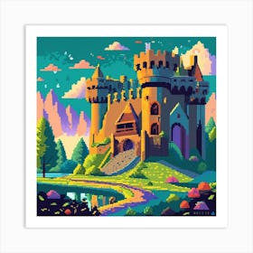 Pixel Art Medieval Castle Poster 3 Art Print