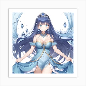 Elemental Anime Girls: Water Goddess Art Print