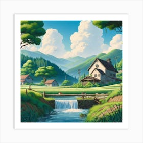 House Near The River Art Print