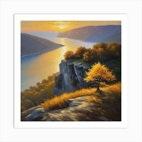 Sunset Over The Hudson River Art Print