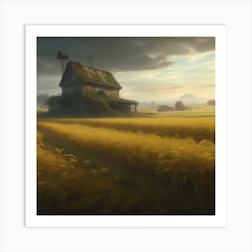 Barn In The Wheat Field Art Print