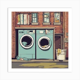 Illustration Of A Laundry Room Art Print