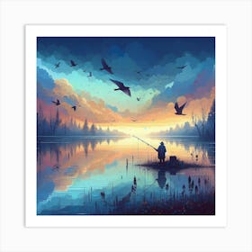 Sunset Fishing Art Print