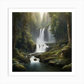 Waterfall In The Forest Art Print