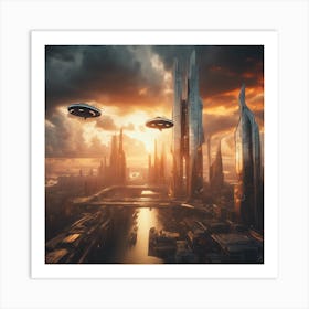 Futuristic Cityscape 100 Art Print