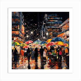 Rainy Night In Tokyo Art Print