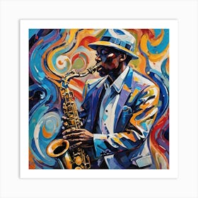 Jazz Musician Playing Saxophone Art Print