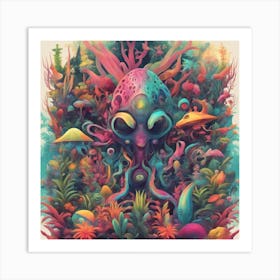 Imagination, Trippy, Synesthesia, Ultraneonenergypunk, Unique Alien Creatures With Faces That Looks (21) Art Print