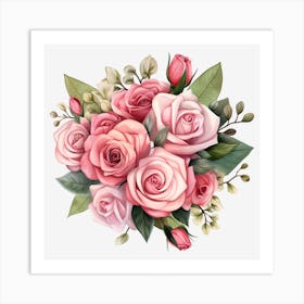 Bouquet Of Pink Roses 1 Art Print