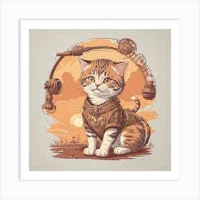 Steampunk Cat 2 Art Print