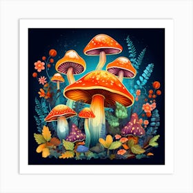 Mushrooms In The Forest 99 Art Print