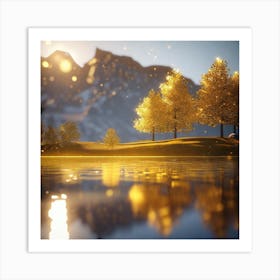 Autumn Trees By The Lake 6 Art Print