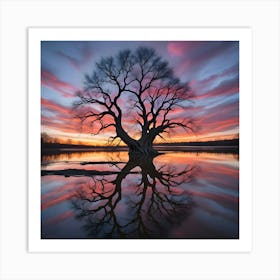 Tree At Sunset Art Print