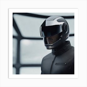 Create A Cinematic Apple Commercial Showcasing The Futuristic And Technologically Advanced World Of The Man In The Hightech Helmet, Highlighting The Cuttingedge Innovations And Sleek Design Of The Helmet And (13) Art Print