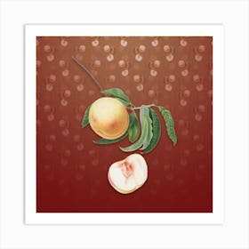 Vintage Duracina Peach Botanical on Falu Red Pattern n.2316 Art Print
