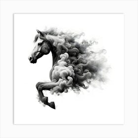 Black And White Horse Art Print