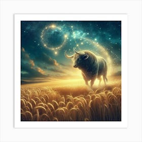 Bull In The Wheat Field 10 Art Print