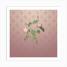 Vintage Pink Austrian Copper Rose Botanical on Dusty Pink Pattern n.0649 Art Print