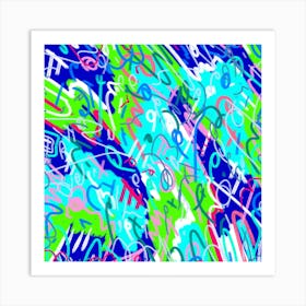 Green and Blue Pop Art Art Print