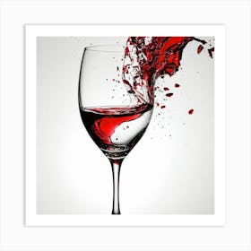 Splash Of Red Wine - modern art Art Print