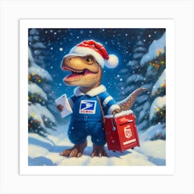 Dino Santa Art Print