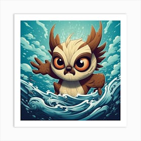 Owl In The Ocean Art Print