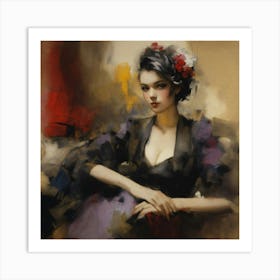 Woman In A Black Dress Art Print