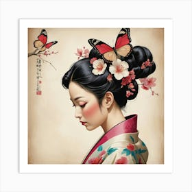 Asian Madame Butterfly Art Print Art Print