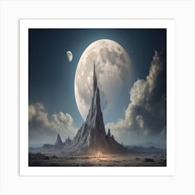 Landscape With A Full Moon Art Print