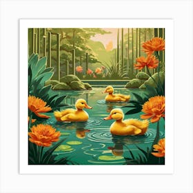 Ducks In The Pond 21 Art Print