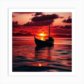 Sunset Boat 7 Art Print