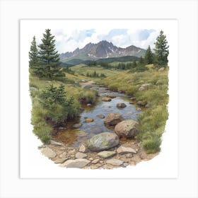 Stream In The Mountains Art Print