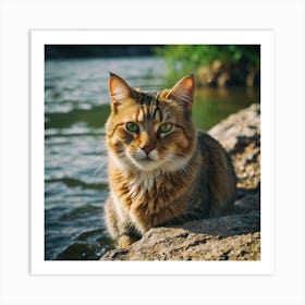 Cat By The River Art Print