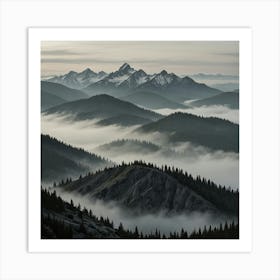 Fog And Mountains Art Print