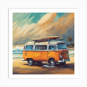 Vw Bus On The Beach 2 Art Print