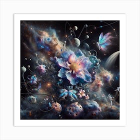 Flowers In Space 1 Art Print