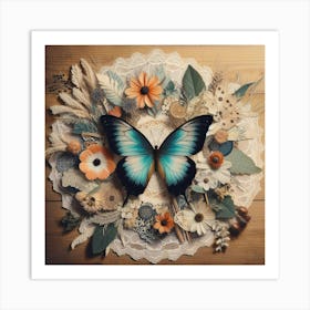 Butterfly On A Doily Art Print