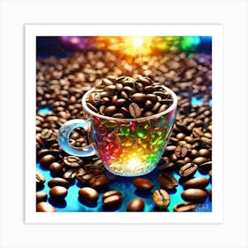 Coffee Cup With Coffee Beans 2 Art Print