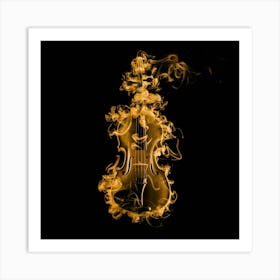 Violin In Flames Art Print