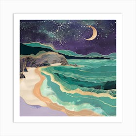 Beach At Night 1 Art Print