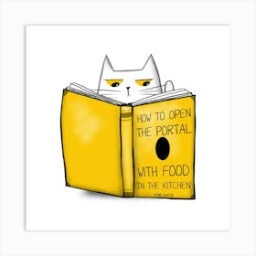 Cat with book Art Print