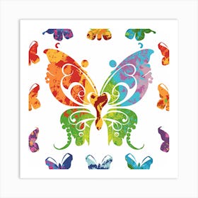 Rainbow Butterflies Art Print