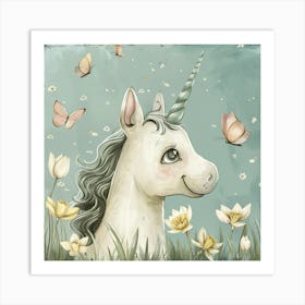 Unicorn In The Meadow Art Print